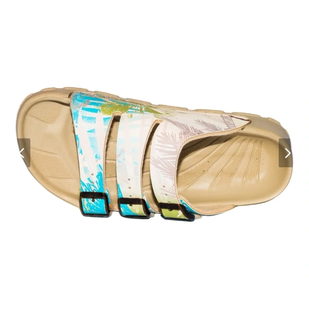 Birkenstock/ Birkis Kids/Boys Tan/Blue Sansibar Slides/Skip On Sandals | NEW/NWT
